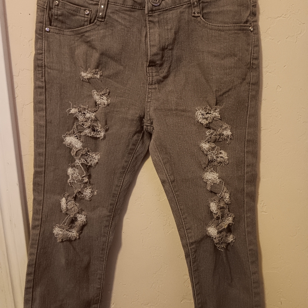 🩷Distressed Gray Women's Jeans